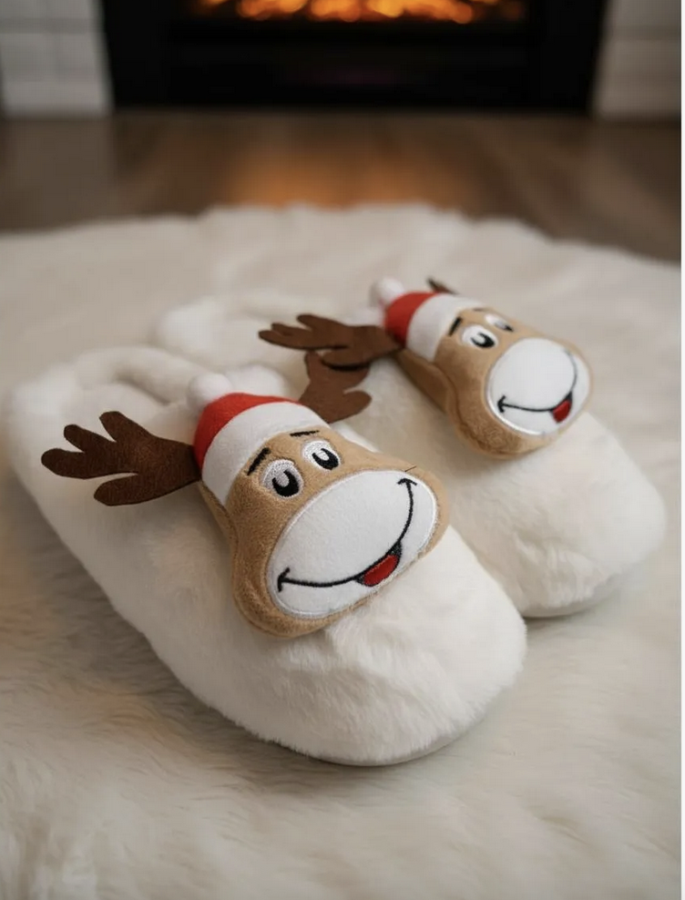 Pantuflas de Reno Navideño hombre