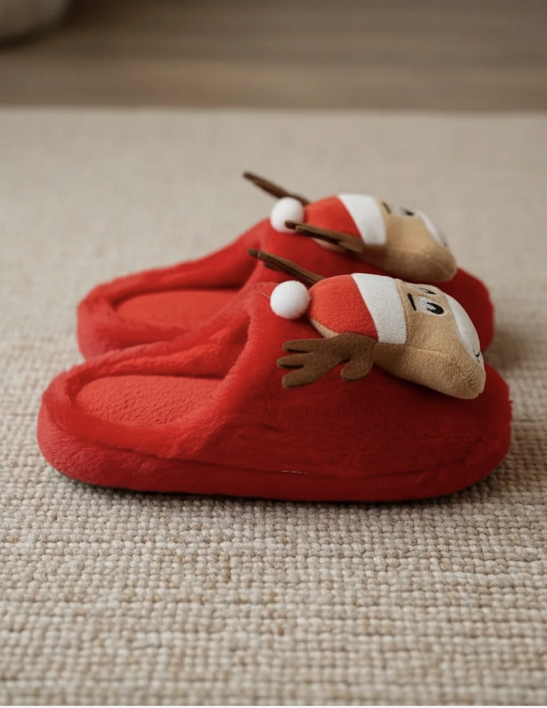 Pantuflas de Reno Navideño hombre