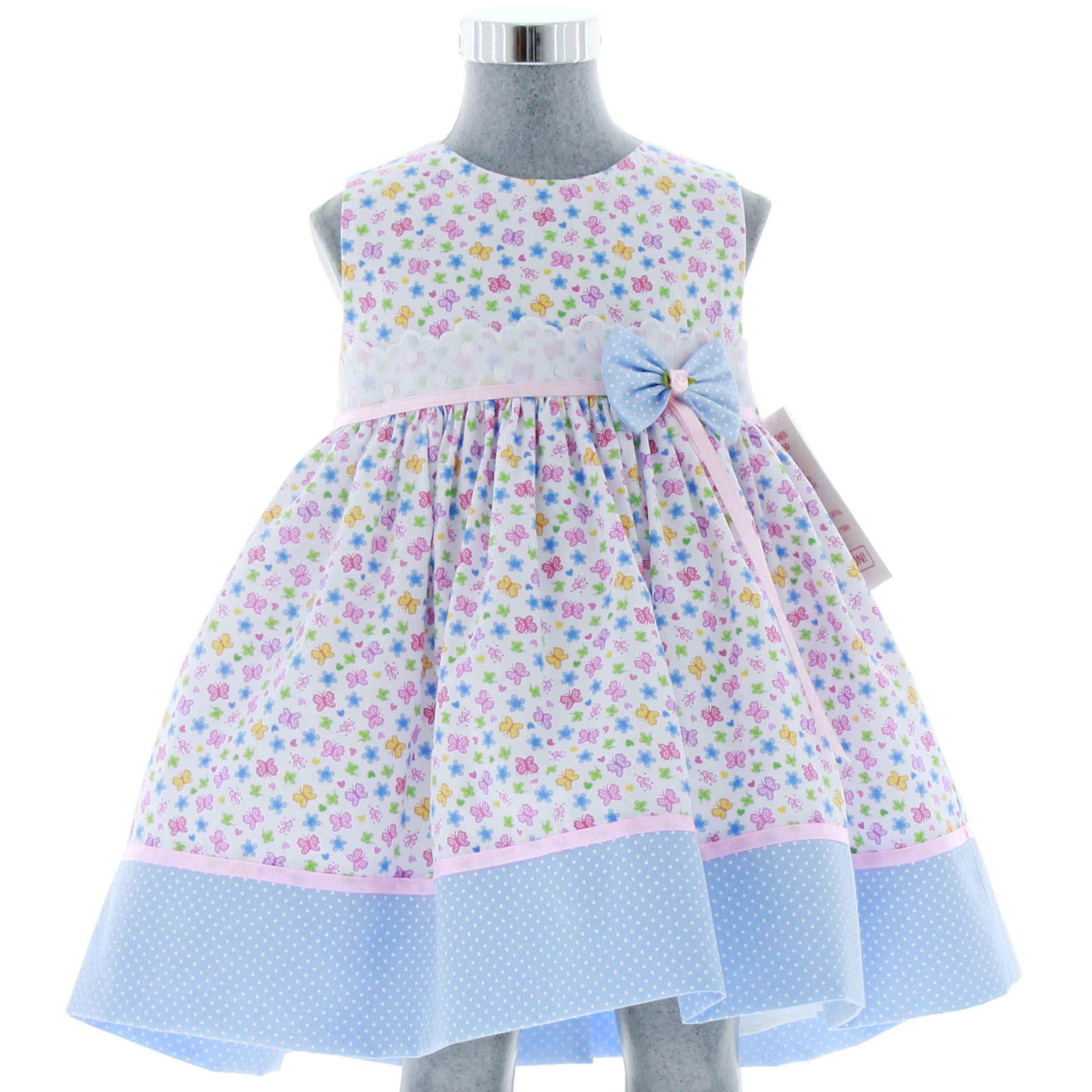 Vestido Infantil con Estampado de Mariposas y Moño