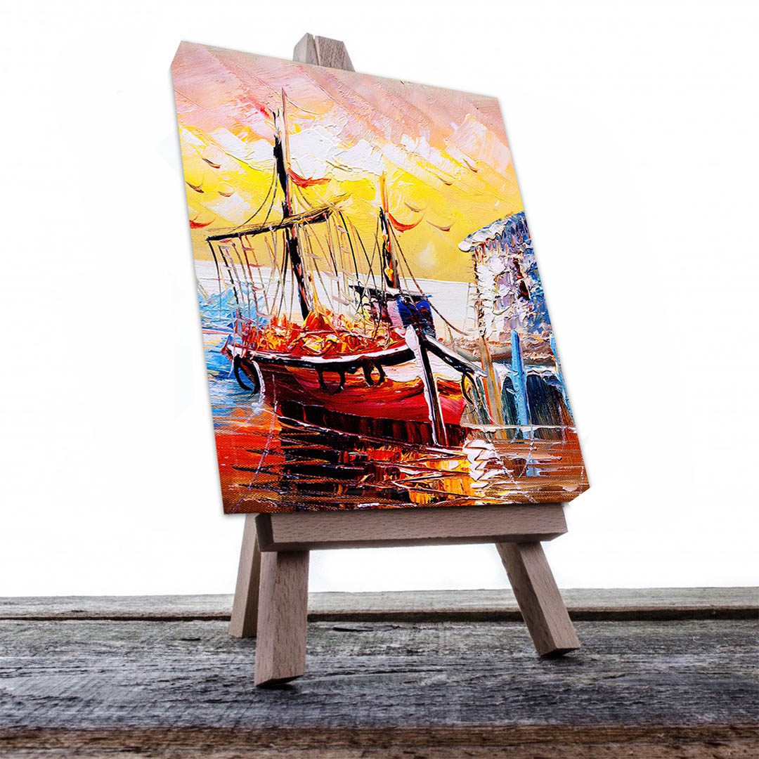 Cuadro Decorativo Barca en el Atardecer Estilo Oleo #10V 60 X 40