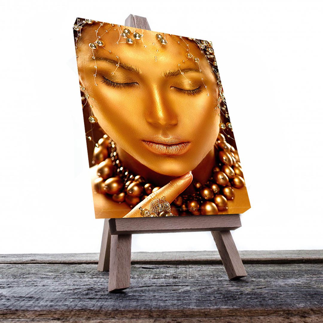 Cuadro Decorativo Mujer en Dorado Moderno #150 90 X 45