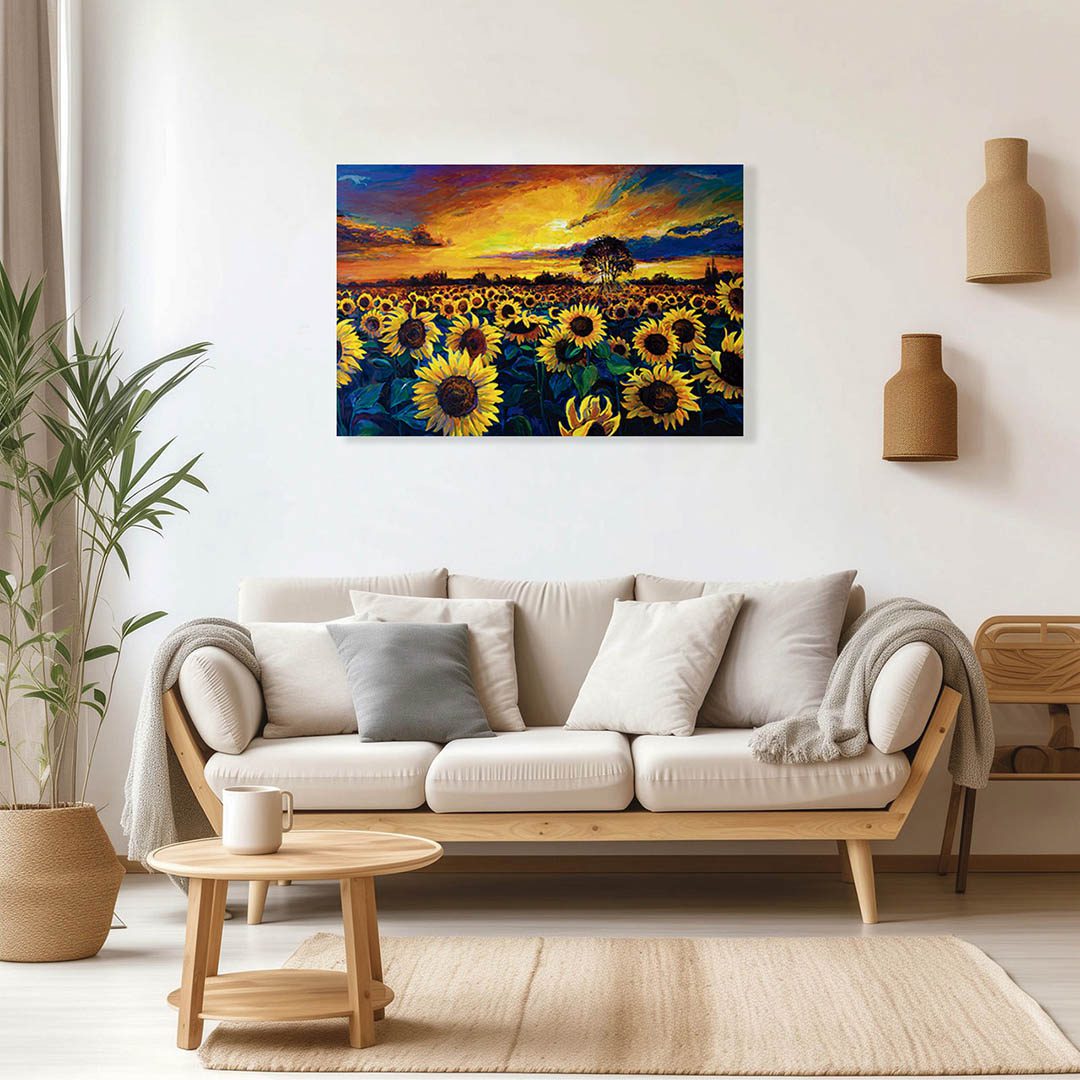 Cuadro Decorativo Campo de Girasoles Estilo Oleo #14 60 X 40