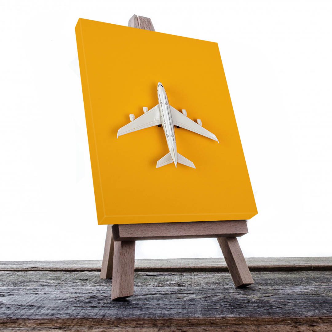 Cuadro Decorativo Avión fondo Amarillo #2 90 X 60