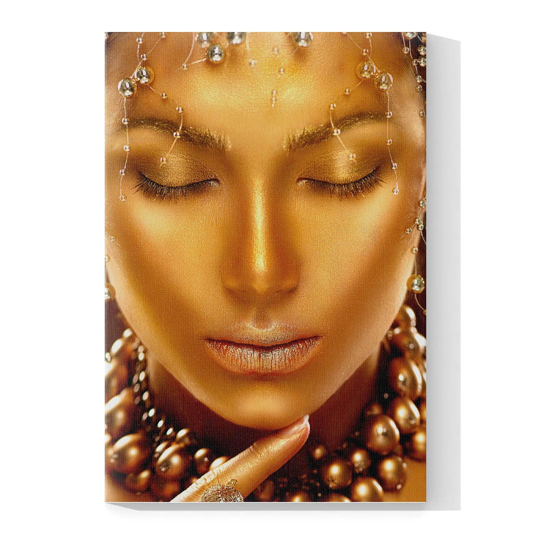 Cuadro Decorativo Mujer en Dorado Moderno #150 90 X 45