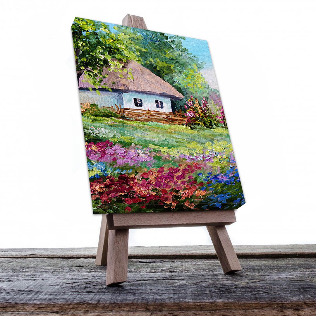 Cuadro Decorativo Cabaña en el Bosque Estilo Oleo #05V 60 X 40