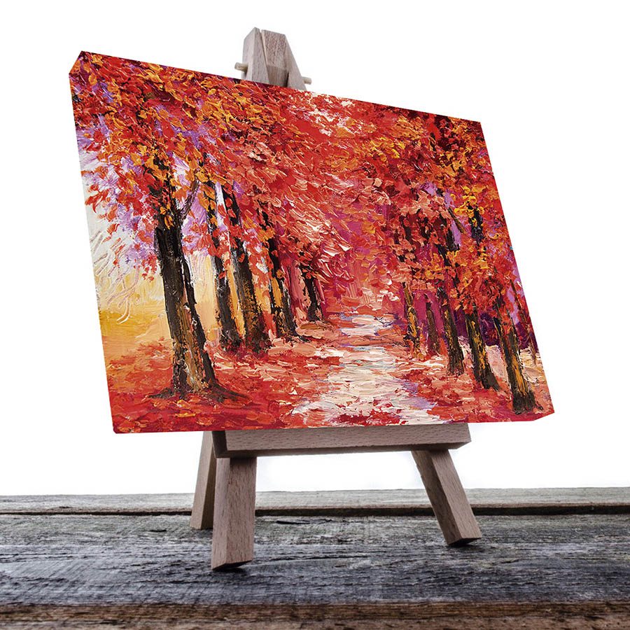 Cuadro Decorativo de Bosque Rojizo Estilo Oleo #09 60 X 40