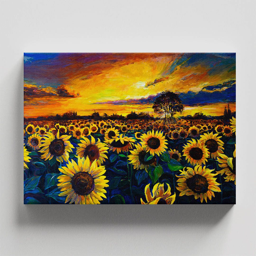 Cuadro Decorativo Campo de Girasoles Estilo Oleo #14 60 X 40