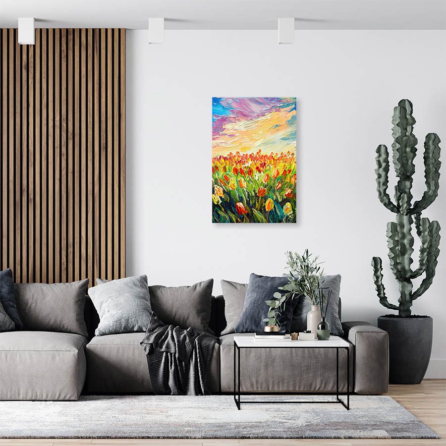 Cuadro Decorativo Campo de Flores Estilo Oleo #11V 60 X 40