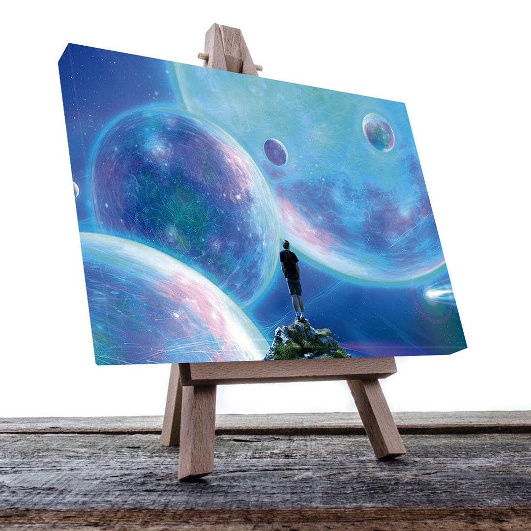 Cuadro Decorativo Sci-Fi del Universo tonos Azules #28 60 X 40