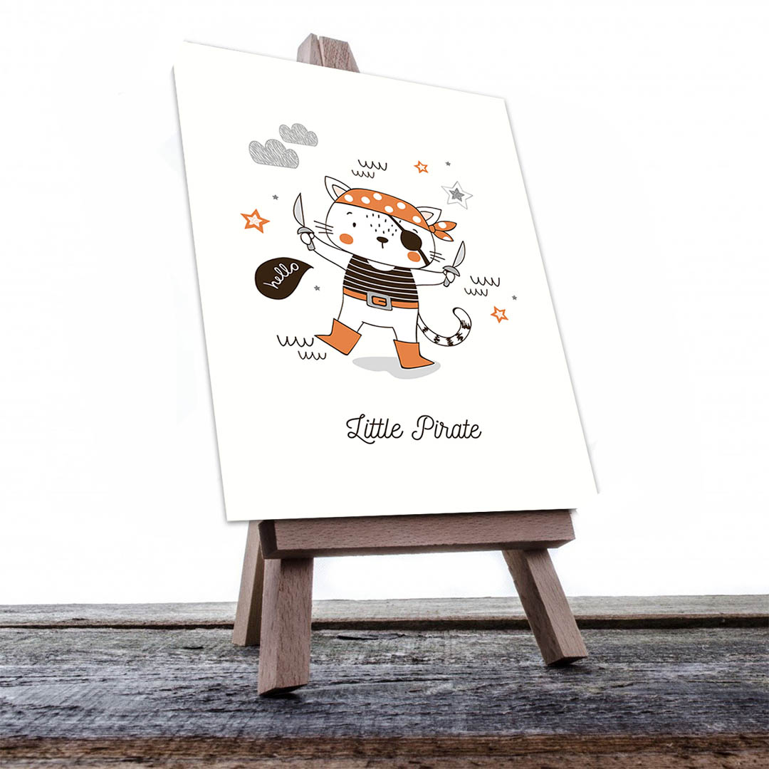 Cuadro Decorativo Infantil de Gato Pirata #24 60 X 40