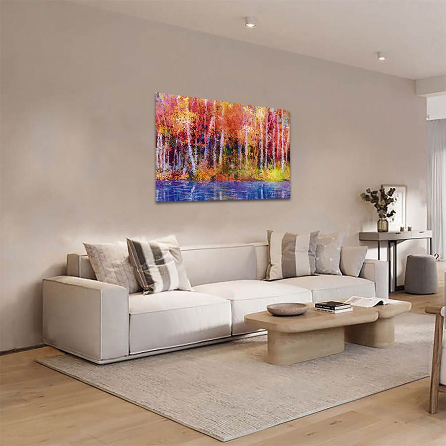Cuadro Decorativo de Bosque con Colores Cálidos Estilo Oleo #30 60 X 40