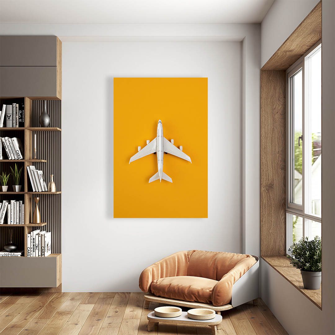 Cuadro Decorativo Avión fondo Amarillo #2 90 X 60
