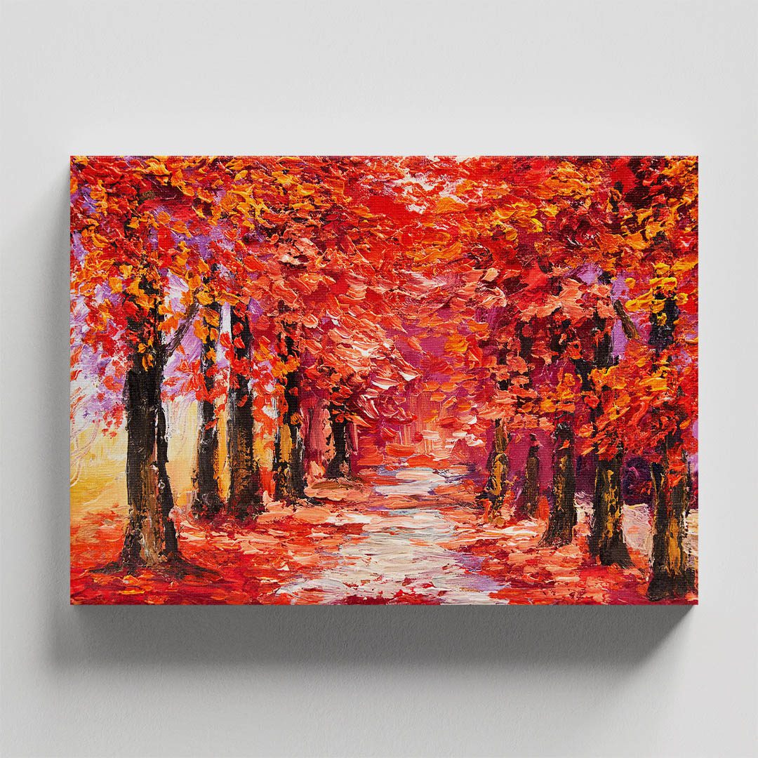 Cuadro Decorativo de Bosque Rojizo Estilo Oleo #09 60 X 40