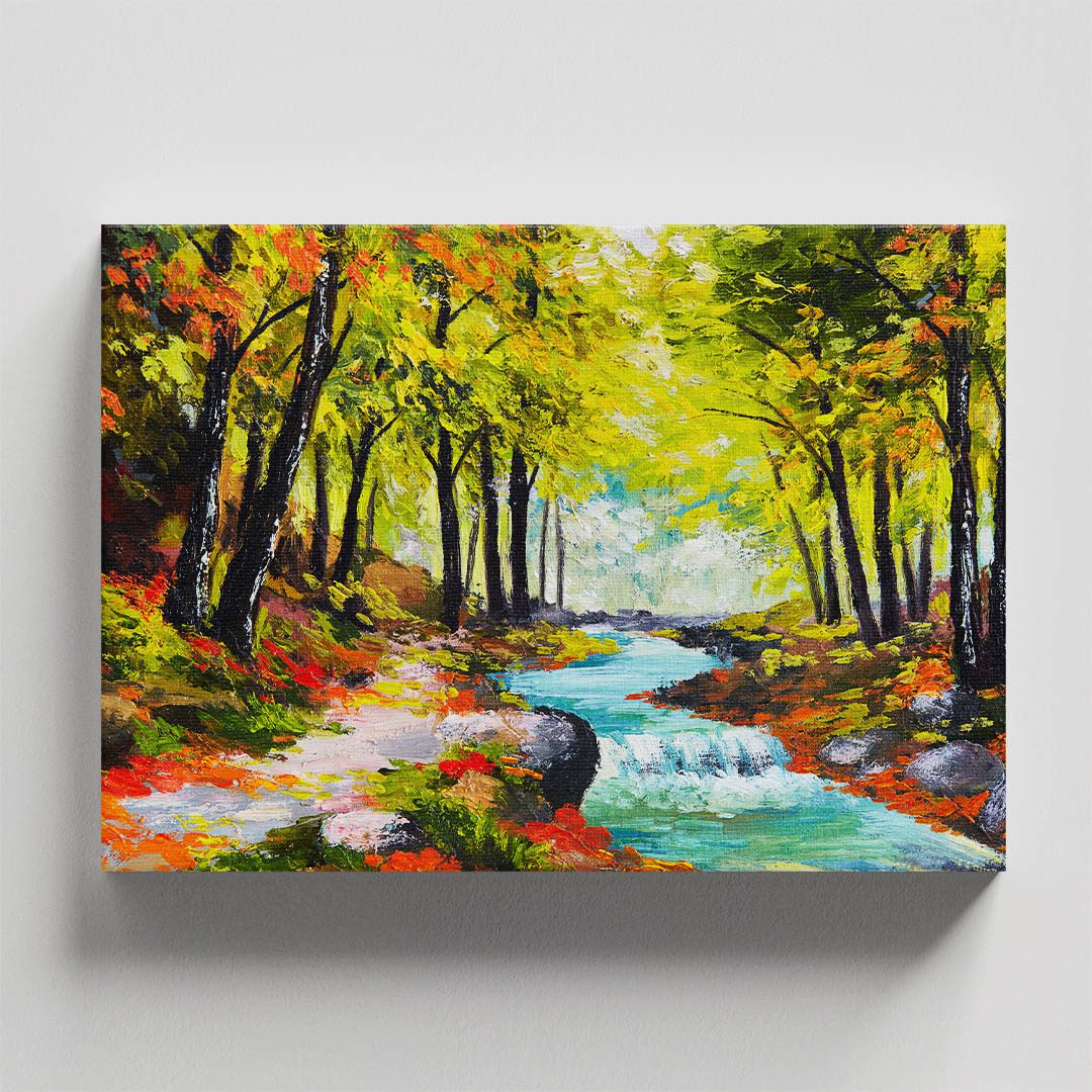 Cuadro Decorativo de Bosque con Colores Cálidos Estilo Oleo #07 60 X 40