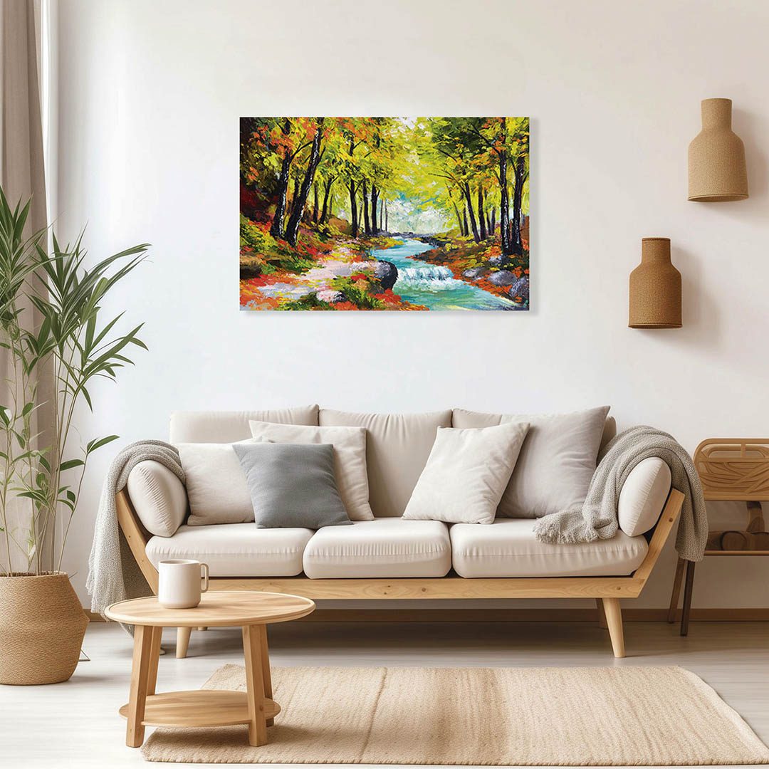 Cuadro Decorativo de Bosque con Colores Cálidos Estilo Oleo #07 60 X 40