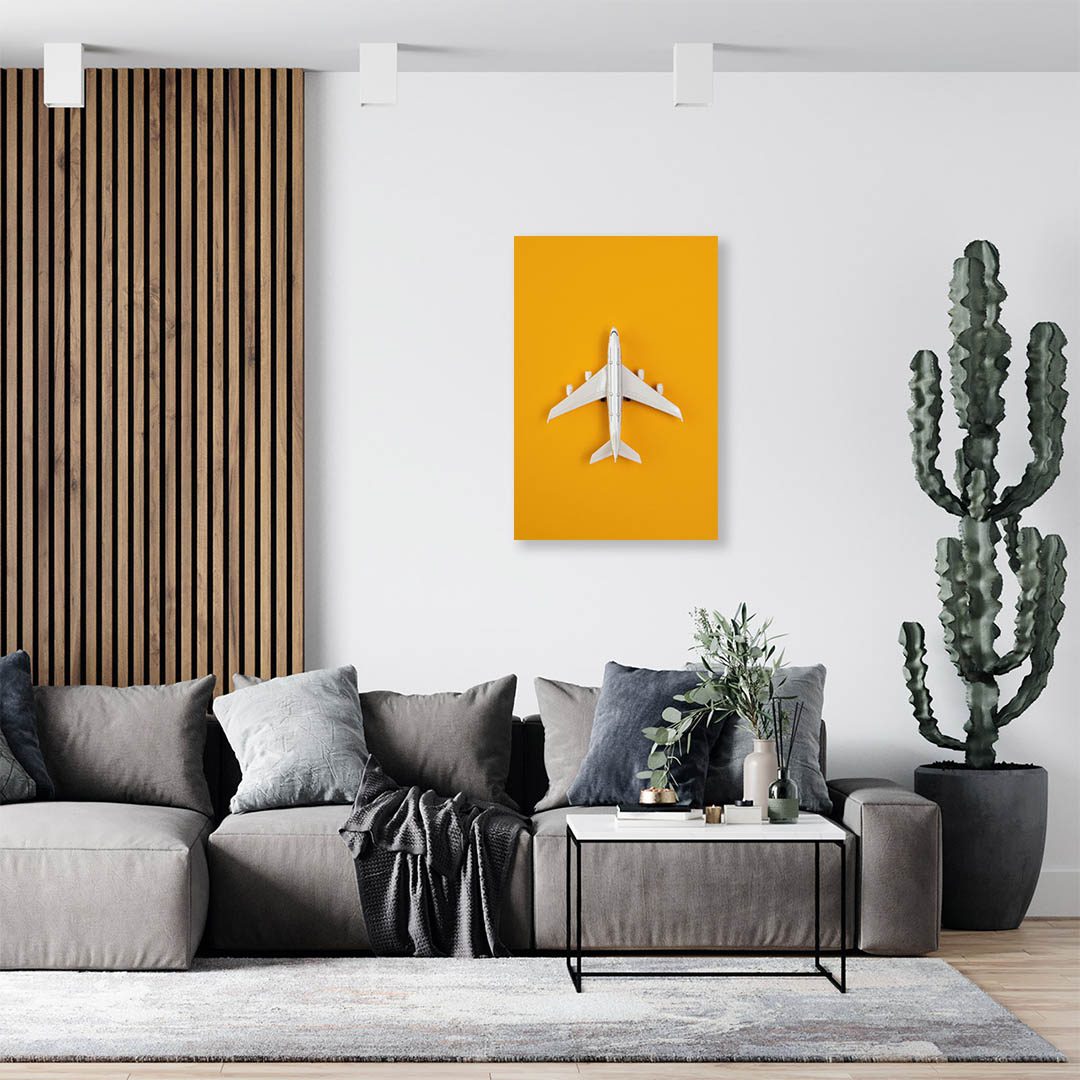 Cuadro Decorativo Avión fondo Amarillo #2 90 X 60