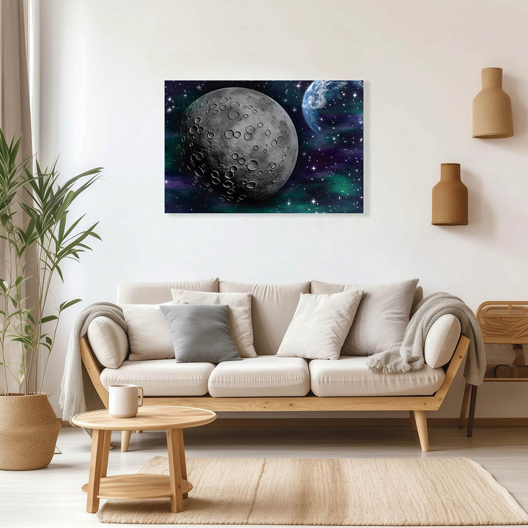 Cuadro Decorativo Paisaje del Universo y planetas Sci-Fi #32 60 X 40