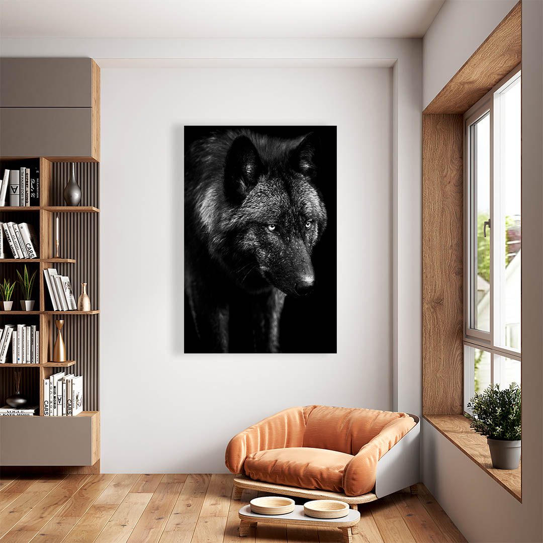Cuadro Decorativo Lobo Negro #05 60 X 40