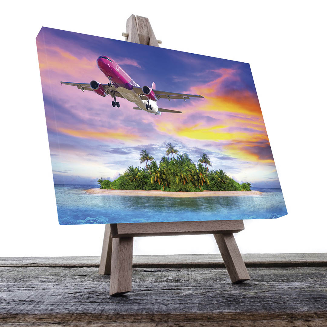 Cuadro Decorativo Avión volando e Isla 90 X 60
