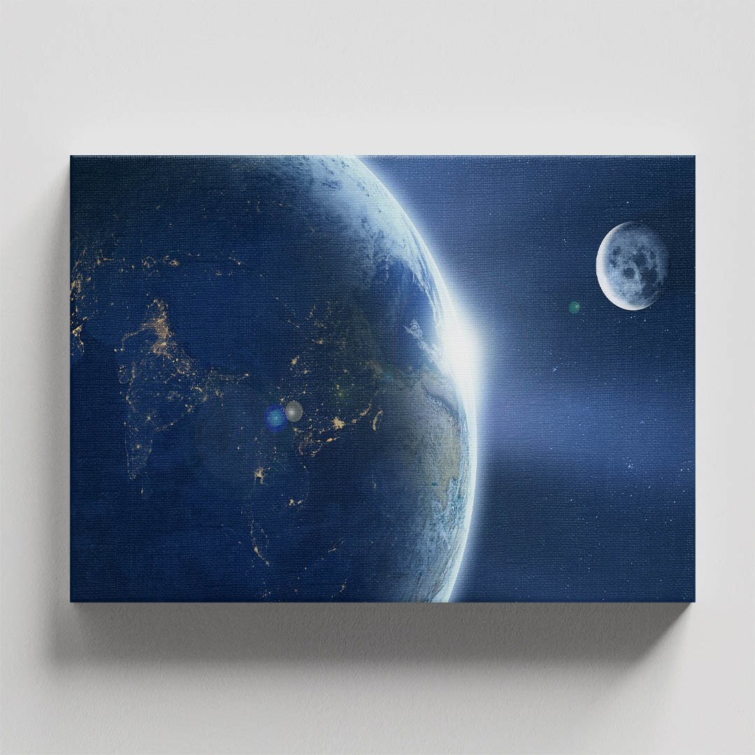 Cuadro Decorativo De la Luna y la Tierra 60 X 40