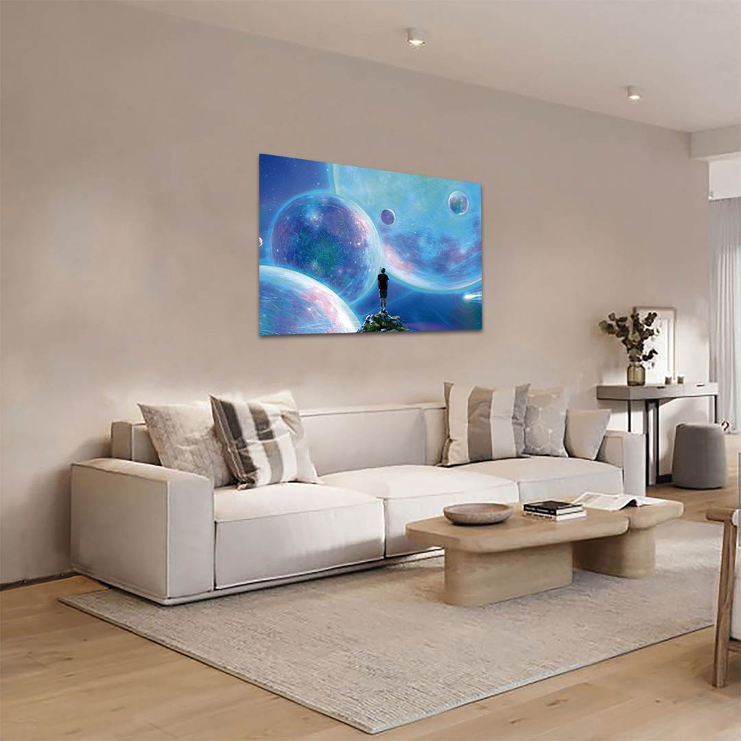 Cuadro Decorativo Sci-Fi del Universo tonos Azules #28 60 X 40