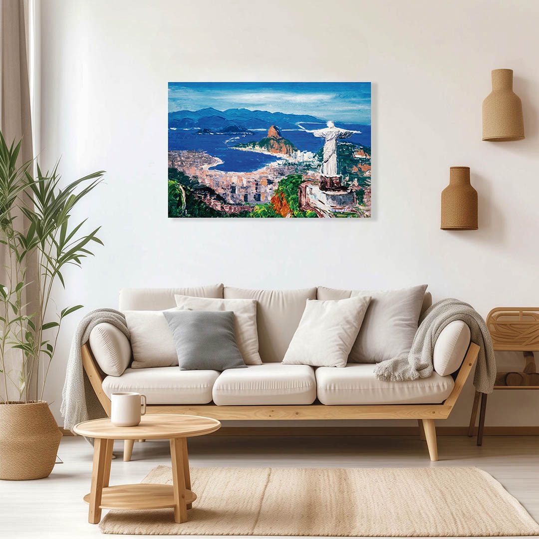 Cuadro Decorativo Cristo de Rio de Janeiro Brasil  Oleo #29 60 X 40