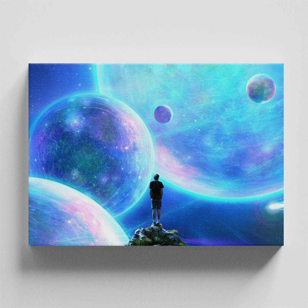 Cuadro Decorativo Sci-Fi del Universo tonos Azules #28 60 X 40