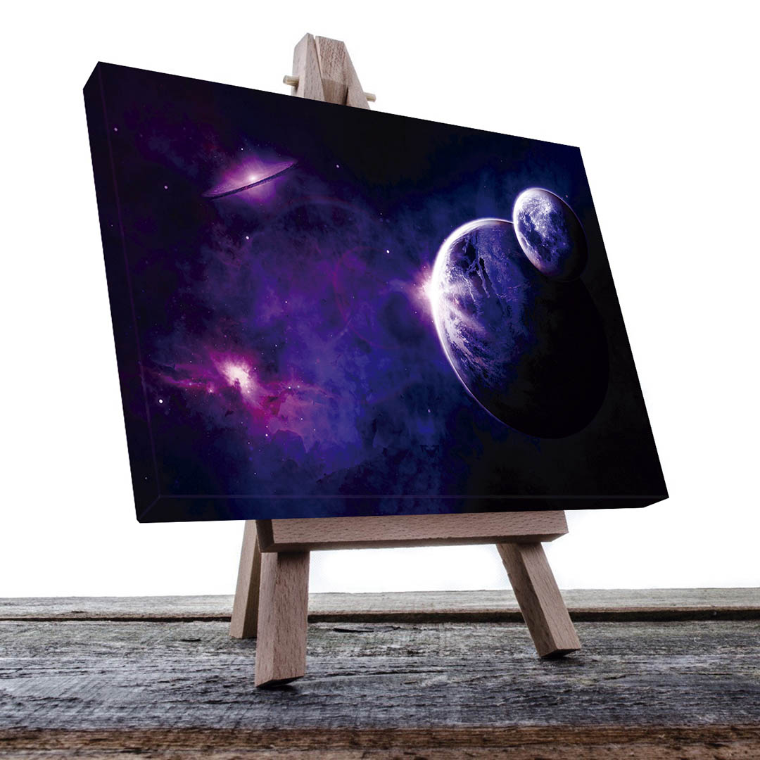 Cuadro Decorativo Paisaje del Universo y planetas Sci-Fi #33 60 X 40
