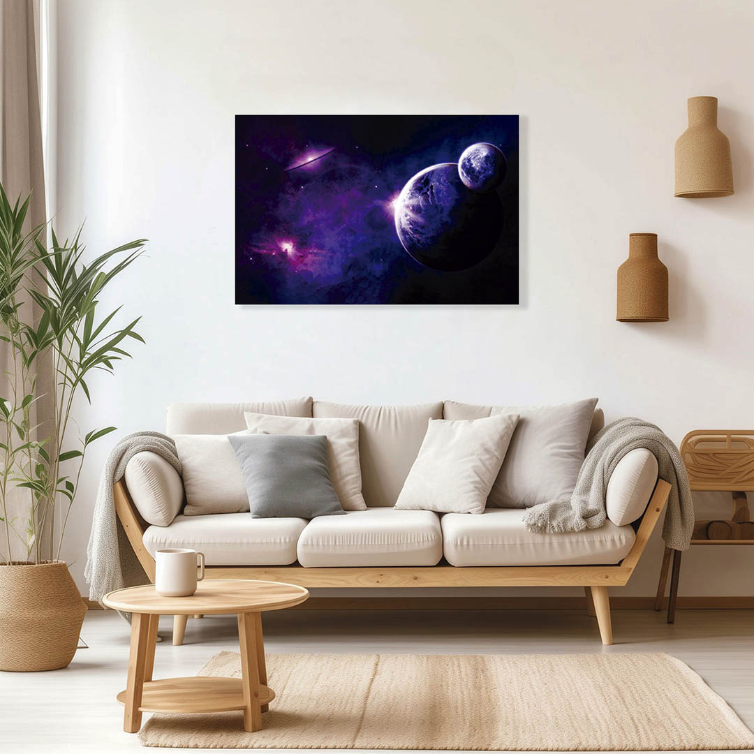 Cuadro Decorativo Paisaje del Universo y planetas Sci-Fi #33 60 X 40