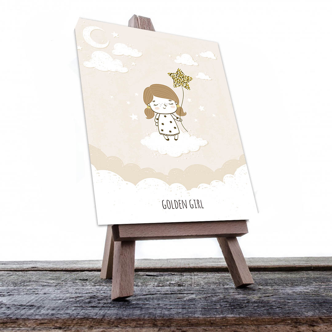 Cuadro Decorativo Infantil Niña con Estrella #16 60 X 40