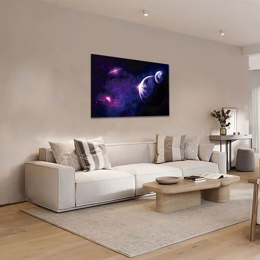 Cuadro Decorativo Paisaje del Universo y planetas Sci-Fi #33 60 X 40