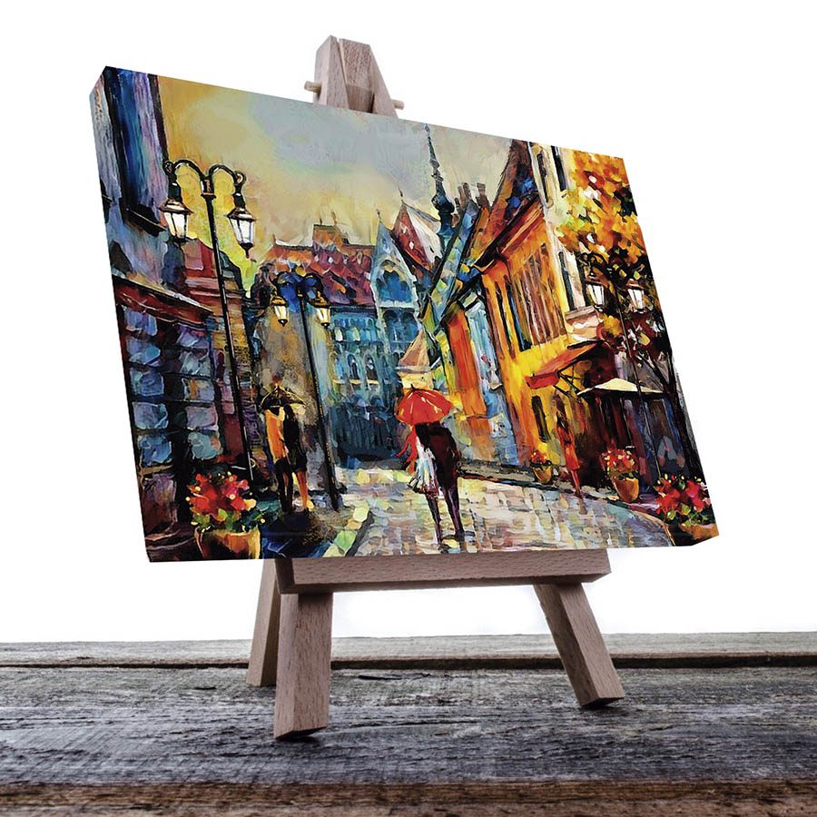 Cuadro Decorativo de un Poblado Estilo Oleo #04 60 X 40