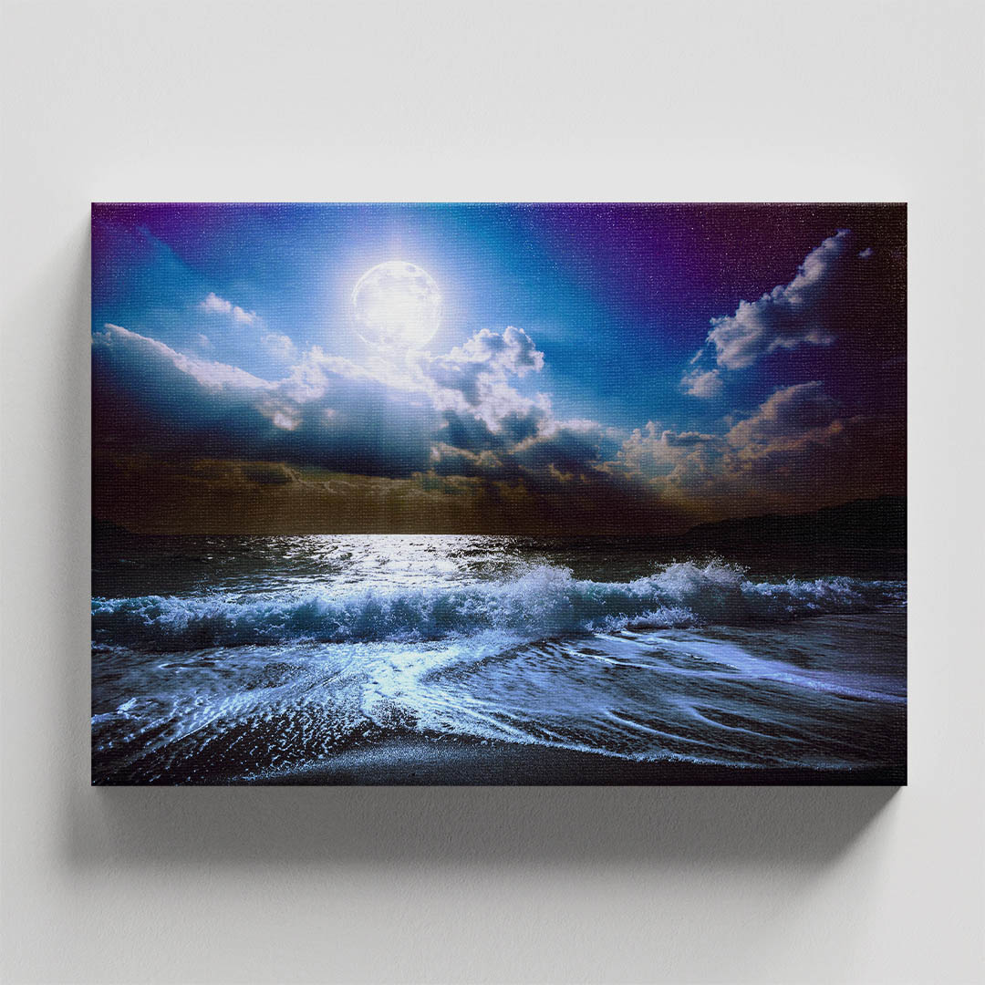 Cuadro Decorativo Luna Brillante en el Mar #3 60 X 40