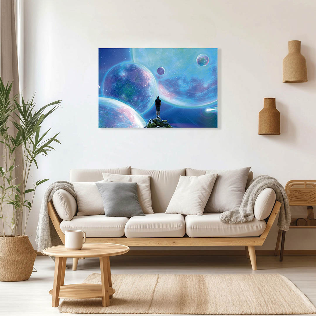 Cuadro Decorativo Sci-Fi del Universo tonos Azules #28 60 X 40