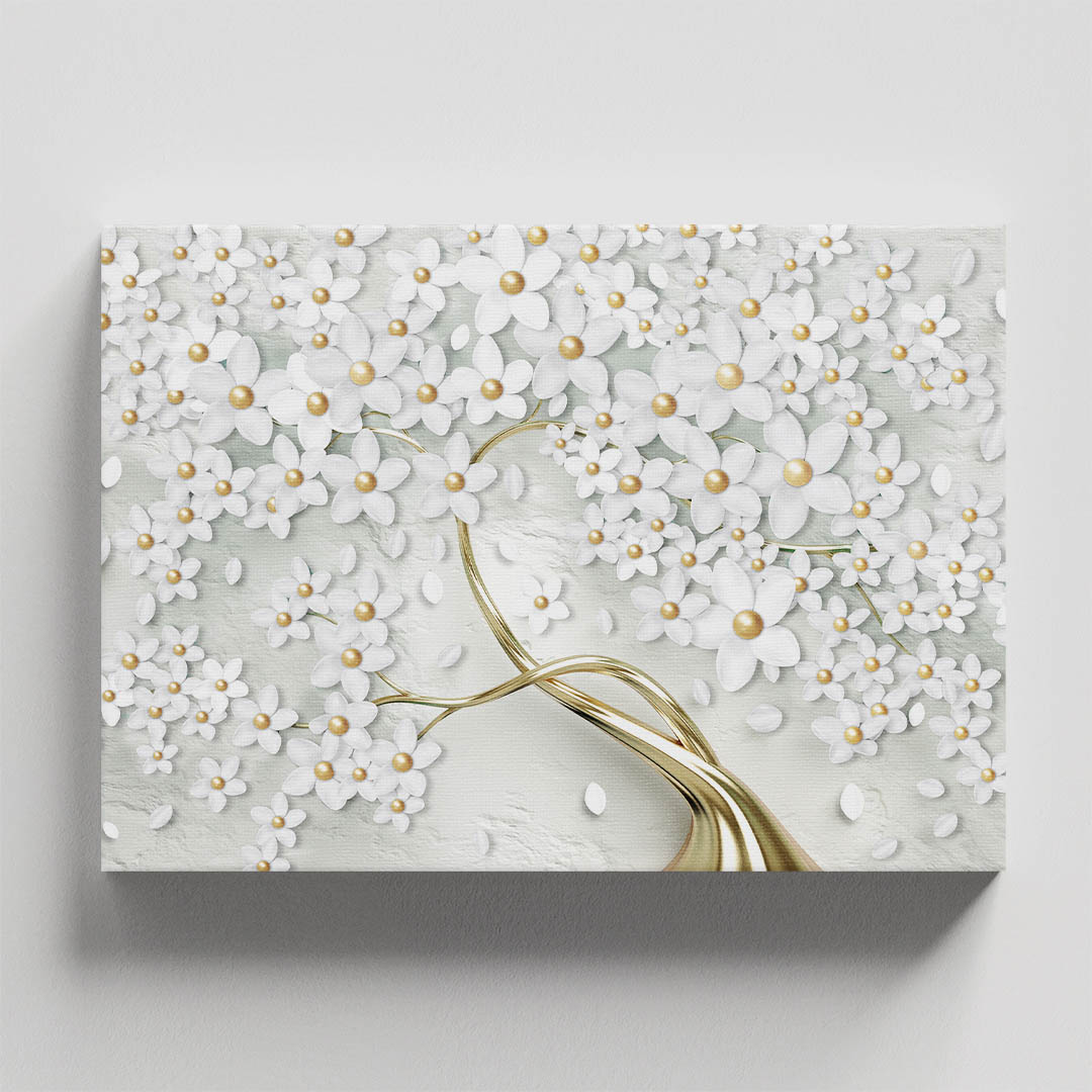 Cuadro Decorativo Árbol en dorado y Blanco #147 120 X 60