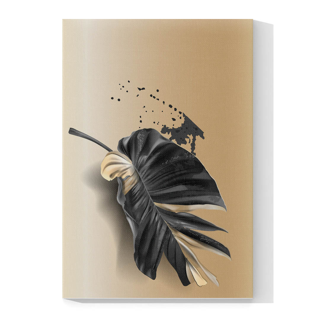 Cuadro Decorativo de Hojas Doradas y Negras #196 120 X 60