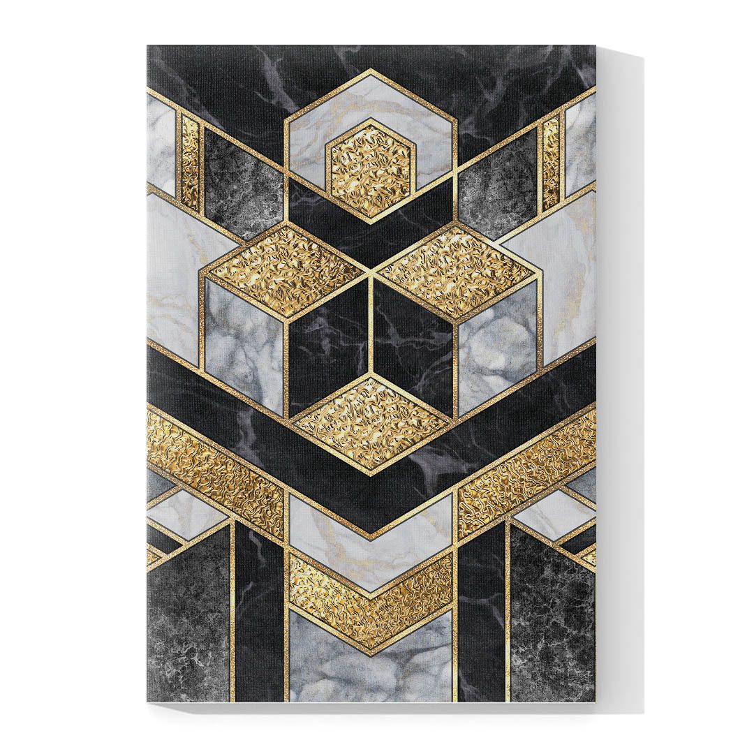 Cuadro Decorativo Moderno estilo Mármol en Dorado y Negro #178 120 X 60