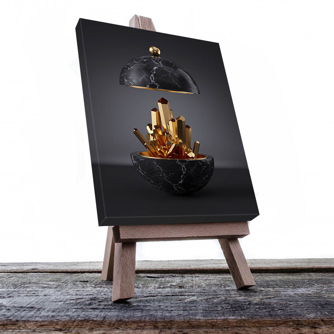 Cuadro Decorativo Moderno con Prismas en Dorado 120 X 60