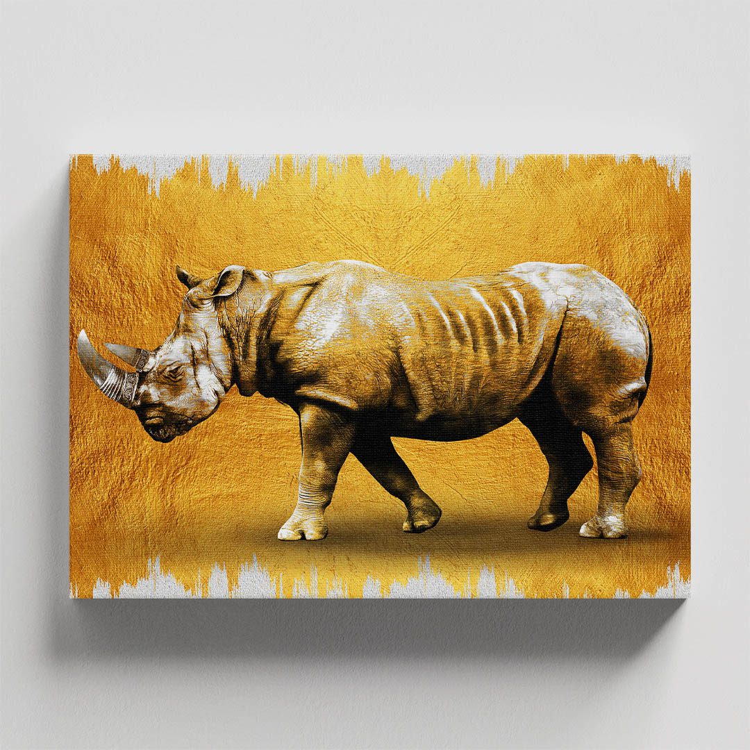 Cuadro Decorativo de Rinoceronte en Dorado #152 120 X 60