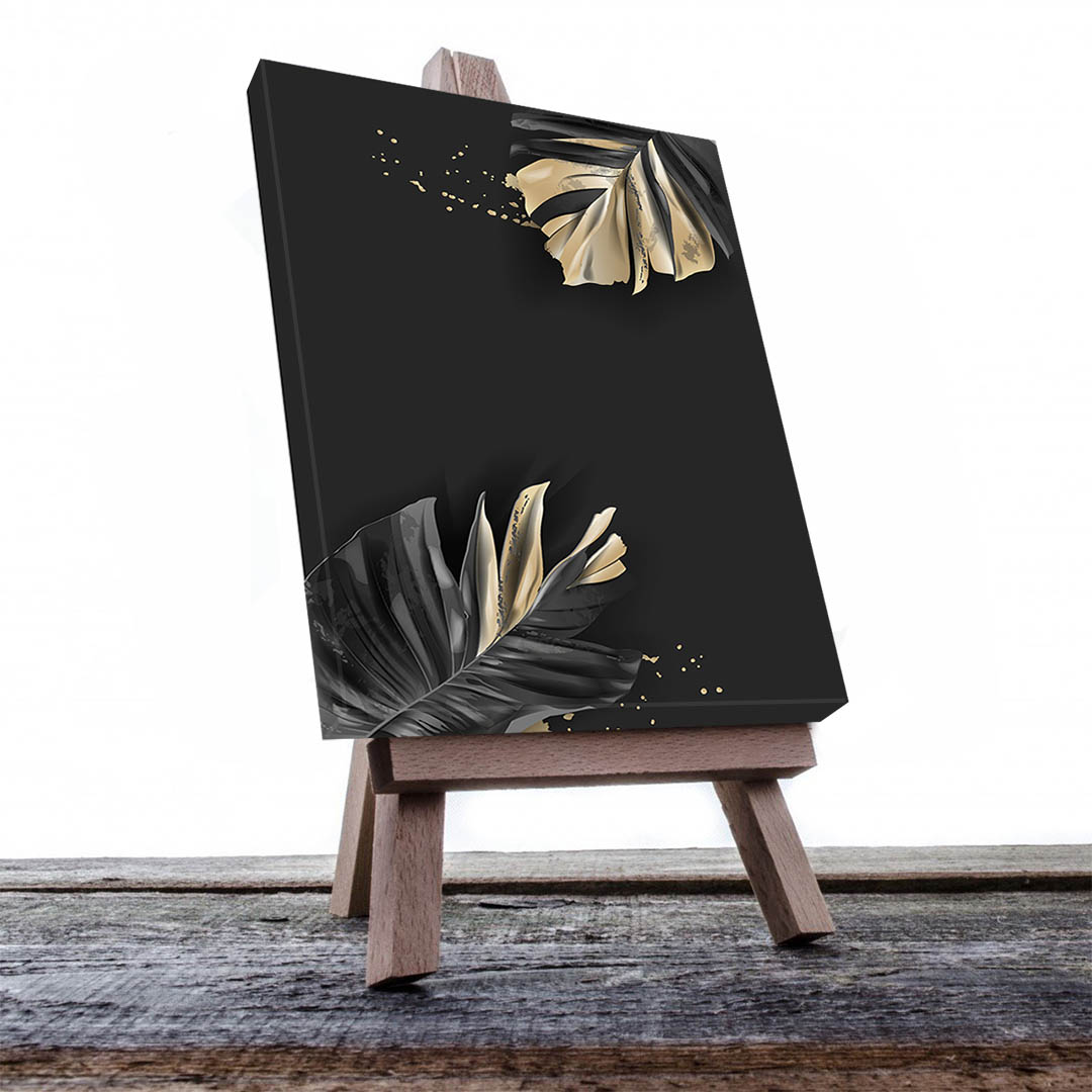 Cuadro Decorativo de Hojas Doradas y Negras #195 120 X 60