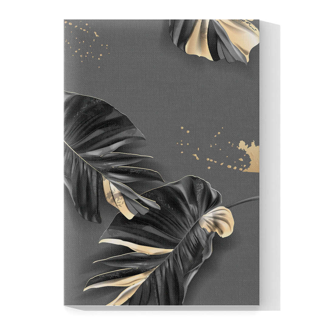 Cuadro Decorativo de Hojas Doradas y Negras #198 120 X 60