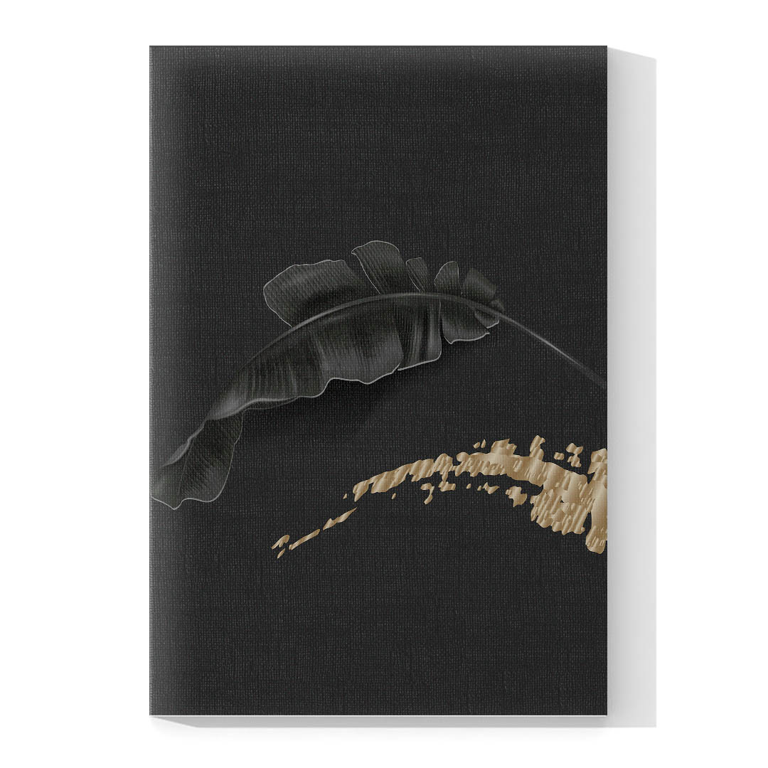 Cuadro Decorativo de Hojas Doradas y Negras #199 120 X 60