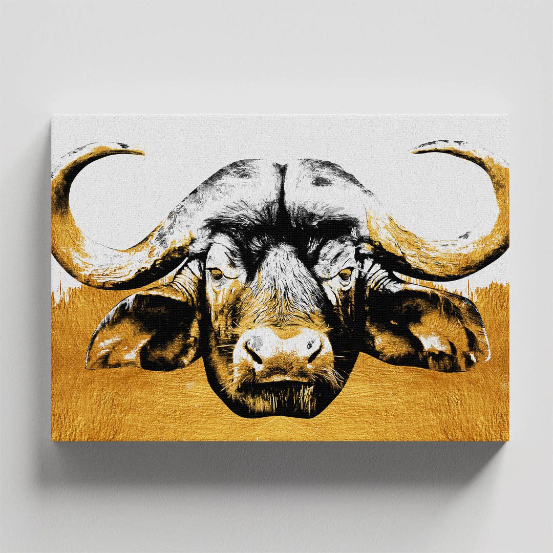 Cuadro Decorativo de Búfalo en Dorado #157 120 X 60