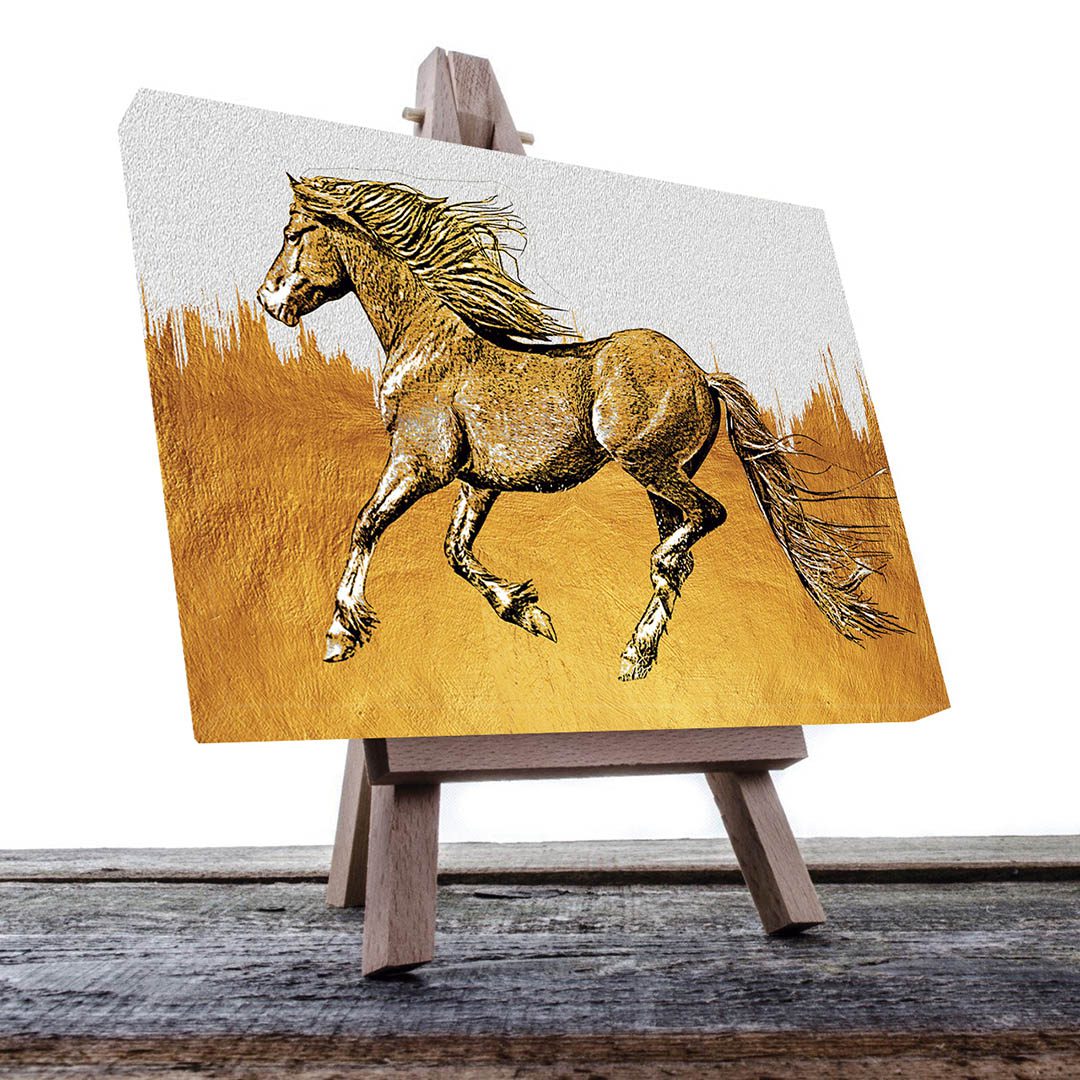 Cuadro Decorativo de Caballo en Dorado #155 120 X 60