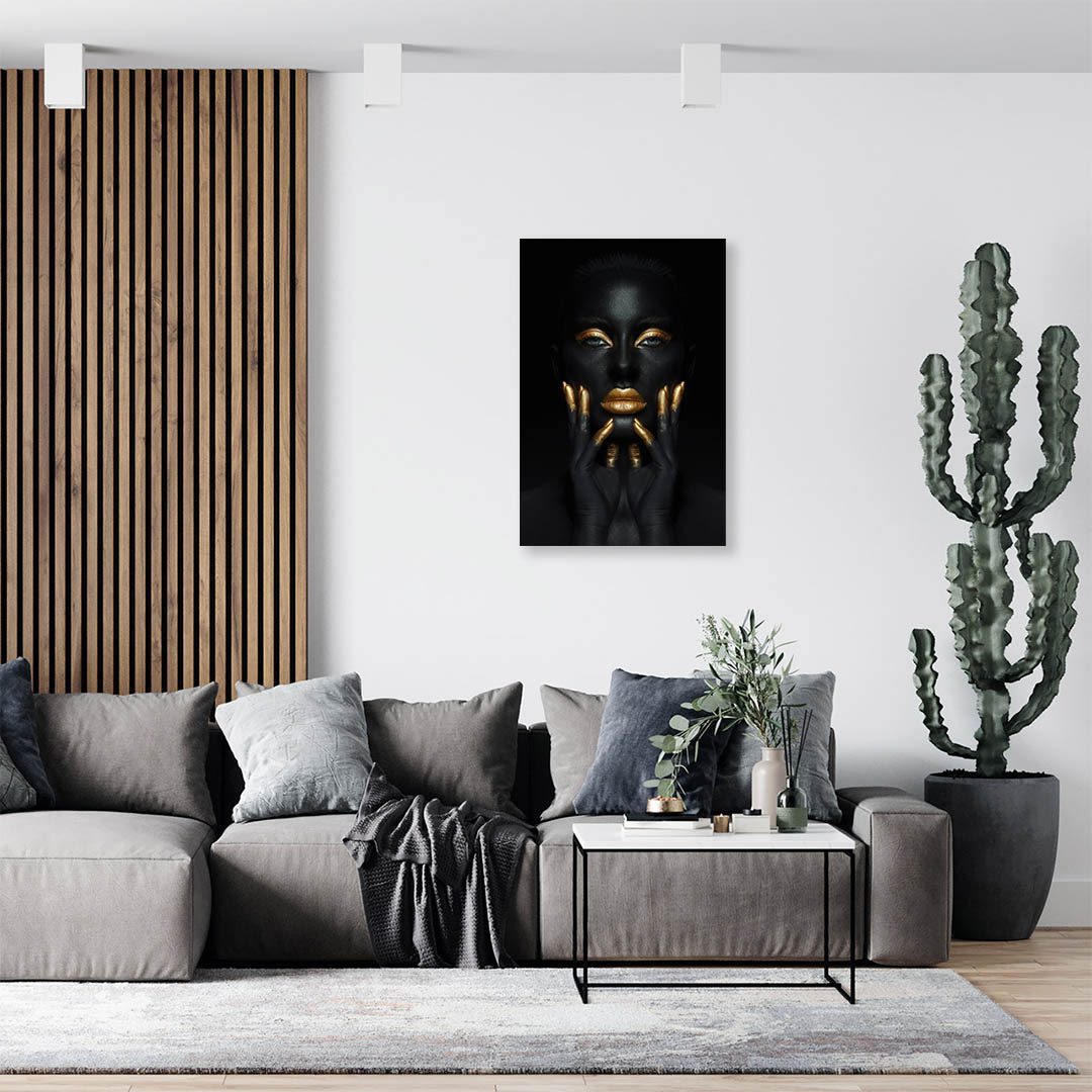 Cuadro Decorativo Mujer en Dorado Moderno #147 120 X 60