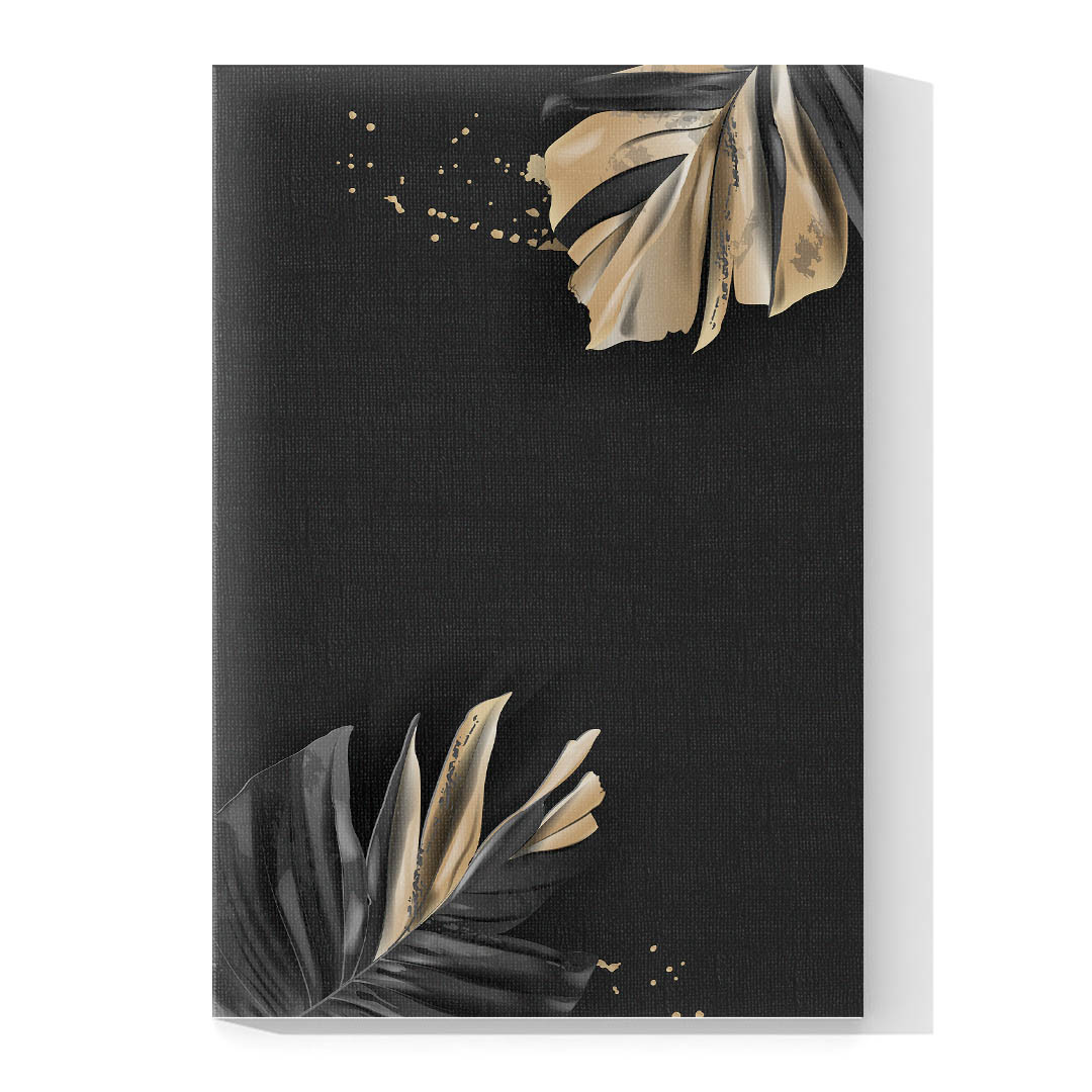 Cuadro Decorativo de Hojas Doradas y Negras #195 120 X 60