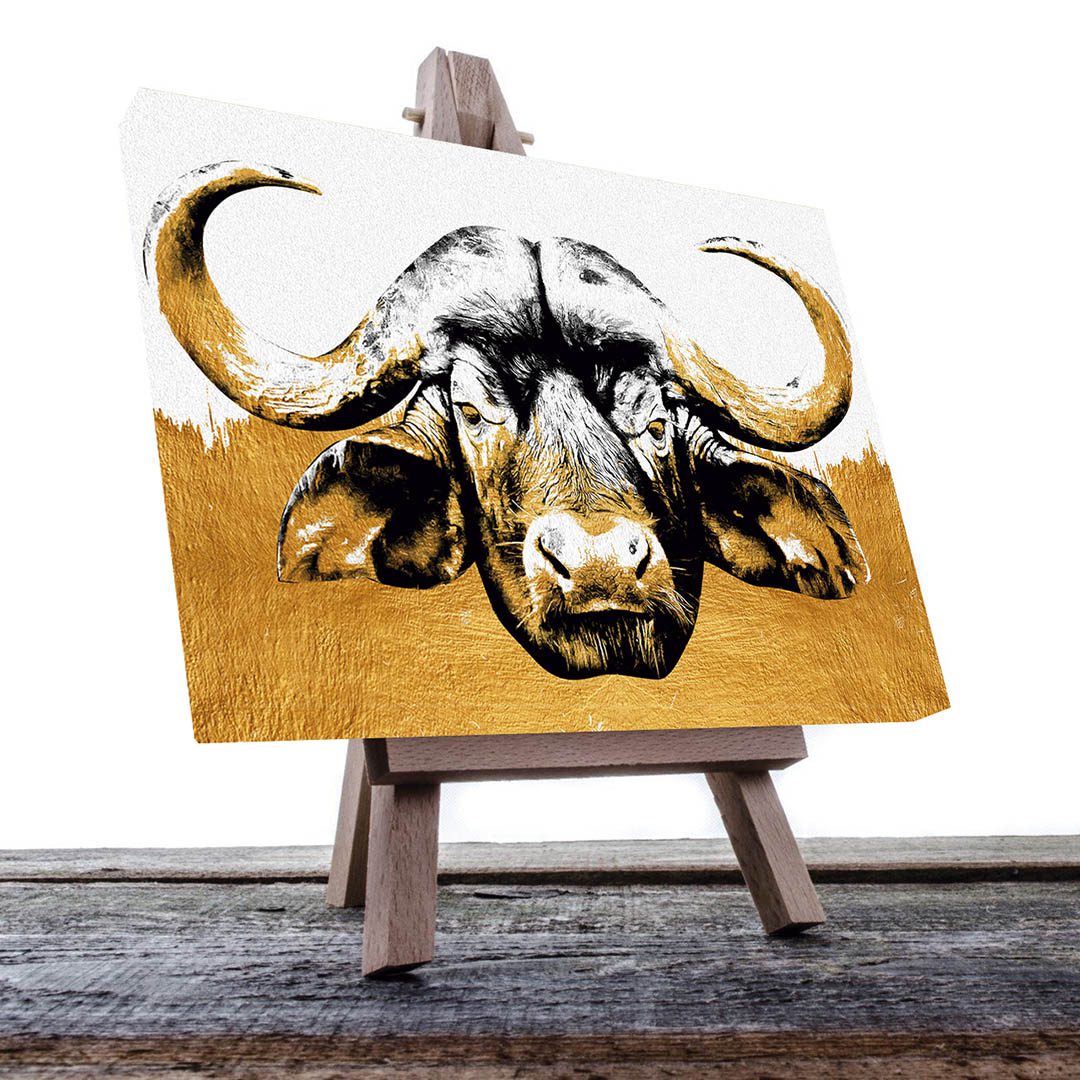 Cuadro Decorativo de Búfalo en Dorado #157 120 X 60