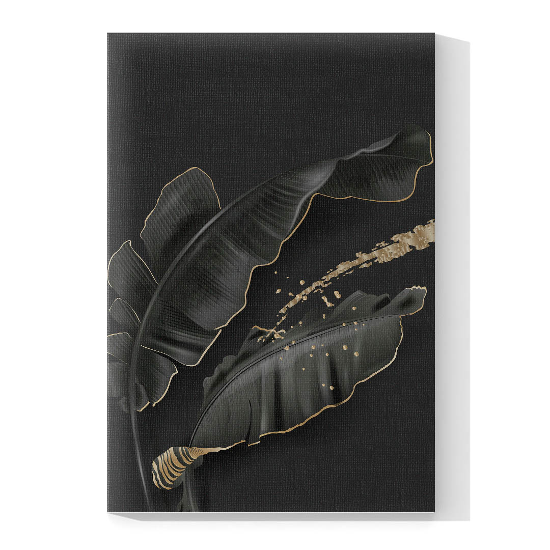 Cuadro Decorativo de Hojas Doradas y Negras #202 120 X 60