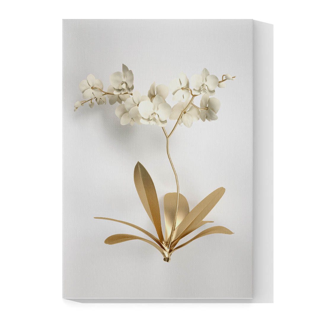 Cuadro Decorativo de Flores Doradas con Fondo Blanco #209 120 X 60