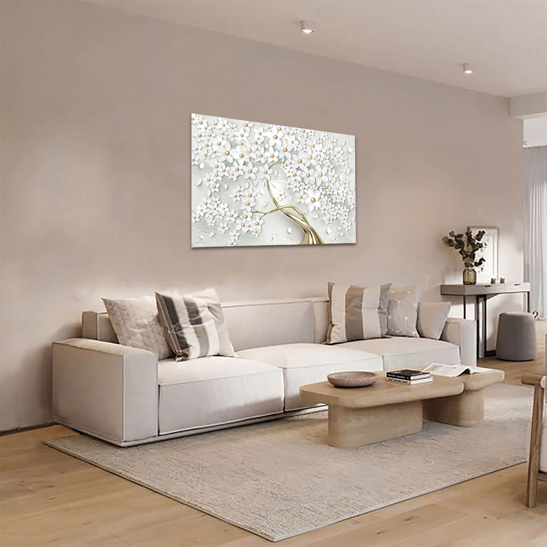 Cuadro Decorativo Árbol en dorado y Blanco #147 120 X 60